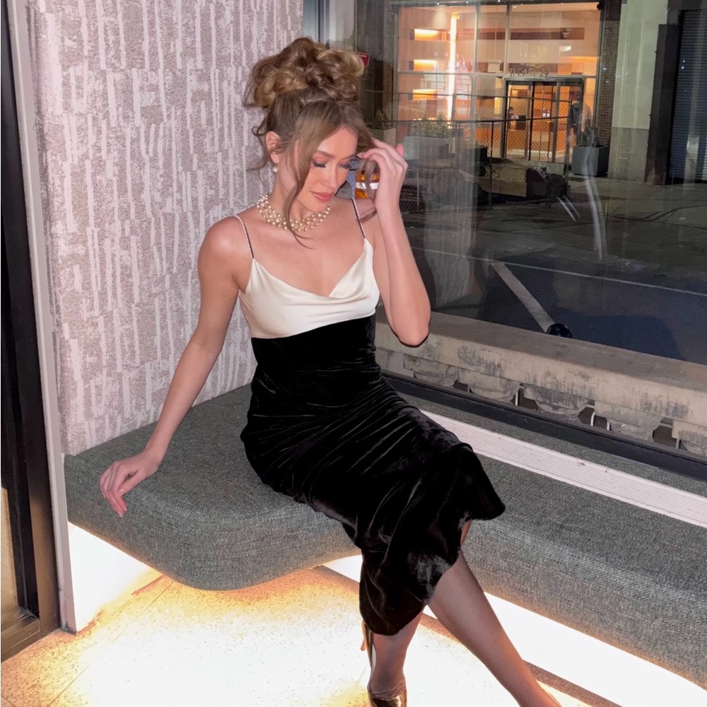 Black and White Maxi Gown with Spaghetti Straps